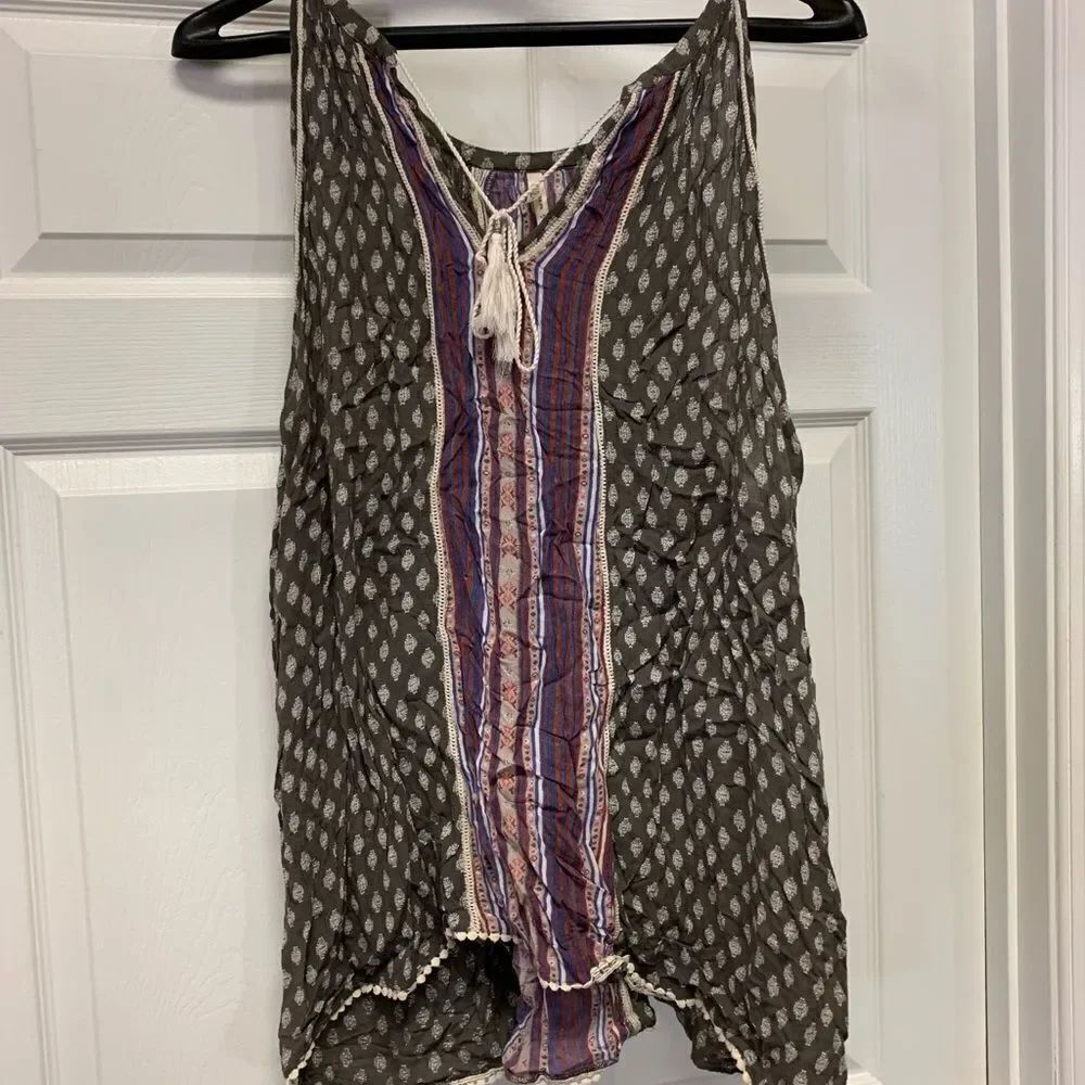 Live 4 Truth Boho Western Print Tassel Tie Sleeveless Top sz 3X